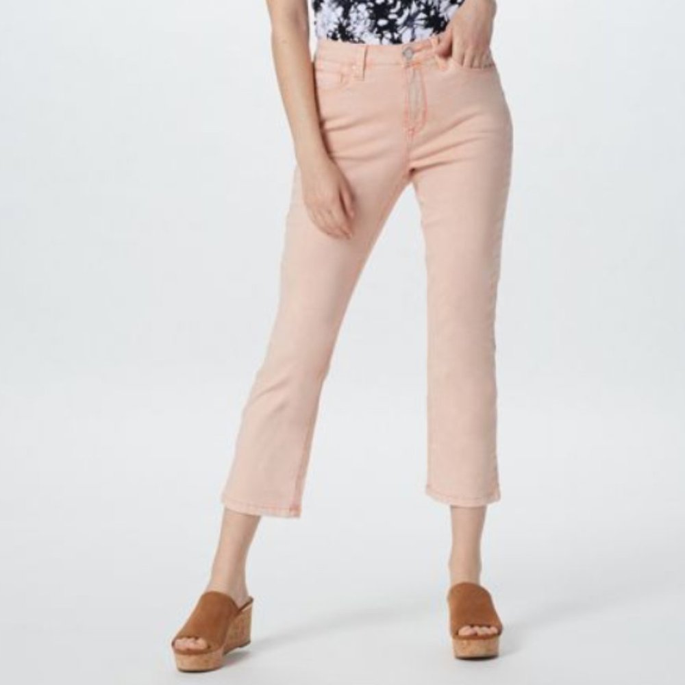 Laurie Felt Regular Daisy Denim Straight Crop | Peach Pink